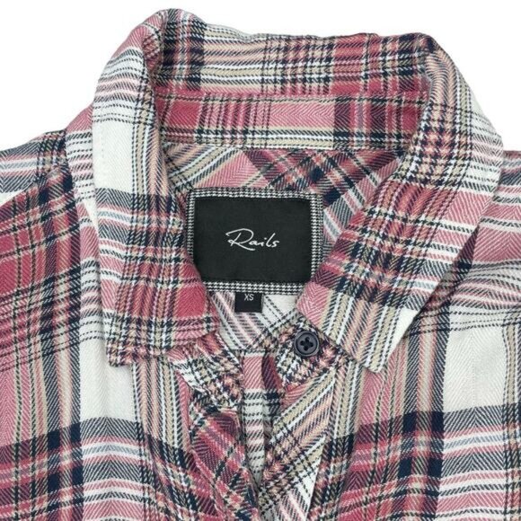 Rails Salmon Britt Plaid Rayon Womens Shirt Size XS - Picture 4 of 5